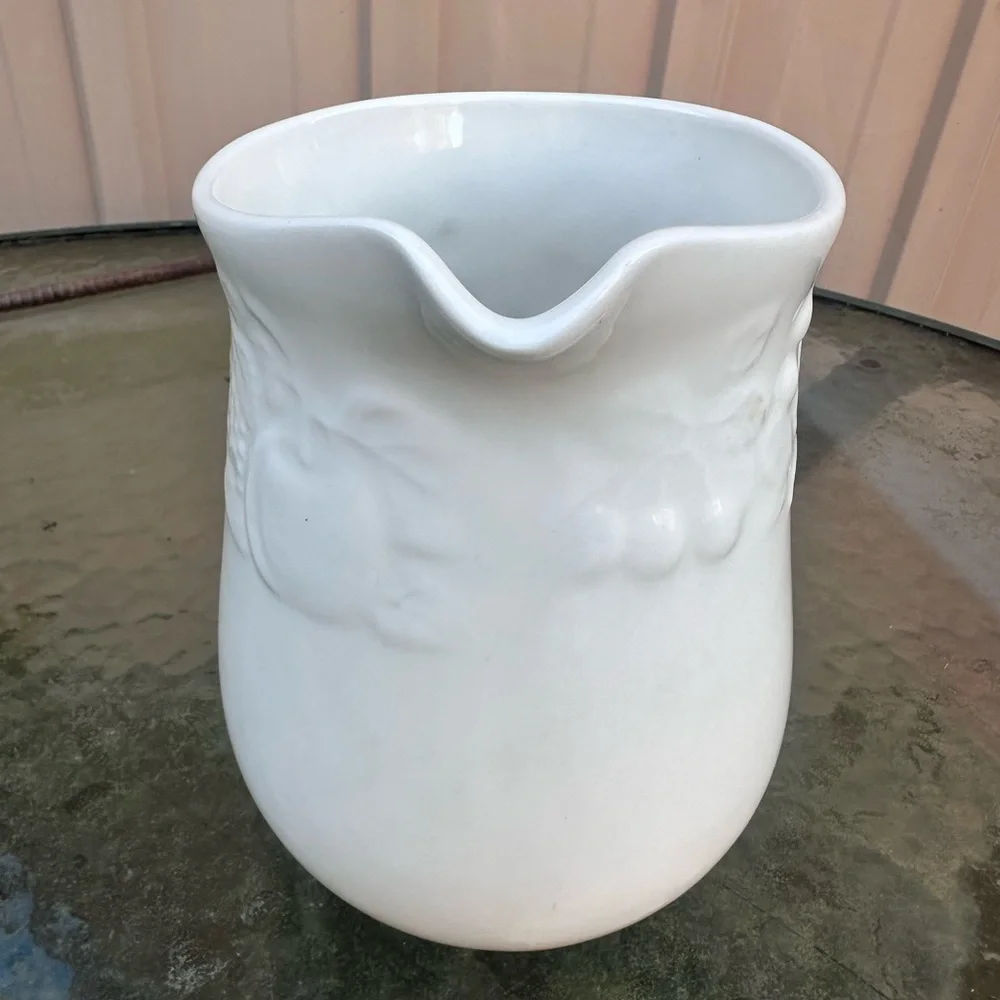 Gibson White Ceramic fruit embossed pitcher